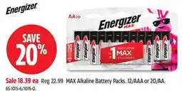 Canadian Tire Energizer MAX Alkaline Battery Packs offer