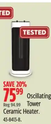 Canadian Tire NOMA Oscillating Tower Ceramic Heater offer
