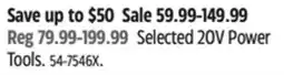 Canadian Tire Mastercraft Selected 20V Power Tools offer