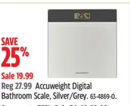 Canadian Tire Accuweight Digital Bathroom Scale, Silver/Grey offer