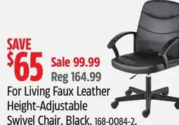 Canadian Tire For Living Faux Leather Height-Adjustable Swivel Chair, Black offer
