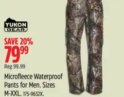 Canadian Tire Yukon Gear Microfleece Waterproof Pants for Men offer