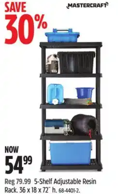 Canadian Tire Mastercraft 5-Shelf Adjustable Resin Rack offer