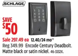 Canadian Tire Schlage Encode Century Deadbolt offer
