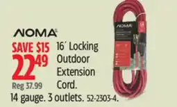 Canadian Tire Noma 16´ Locking Outdoor Extension Cord. Reg 37.99 14 gauge. 3 outlets offer