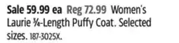 Canadian Tire Women's Laurie 3⁄4-Length Puffy Coat offer