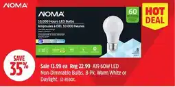 Canadian Tire NOMA A19 60W LED Non-Dimmable Bulbs, 8-Pk offer