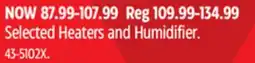 Canadian Tire Honeywell Selected Heaters and Humidifier offer