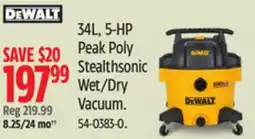 Canadian Tire DeWALT 34L, 5-HP Peak Poly Stealthsonic Wet/Dry Vacuum offer