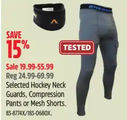 Canadian Tire Sherwood Selected Hockey Neck Guards, Compression Pants or Mesh Shorts offer