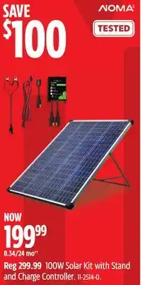 Canadian Tire 100W Solar Kit with Stand and Charge Controller. Noma offer