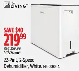 Canadian Tire For Living 22-Pint, 2-Speed Dehumidifier offer