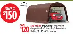 Canadian Tire Shelterlogic Garage-in-a-Box RoundTop Heavy-Duty Shelter, 12 x 20 x 8´ h offer