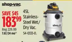 Canadian Tire Shop-Vac 45L Stainless-Steel Wet/ Dry Vac offer