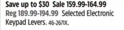 Canadian Tire elected Electronic Keypad Levers offer