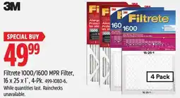 Canadian Tire 3M Filtrete 1000/1600 MPR Filter, 16 x 25 x 1˝, 4-Pk offer