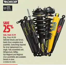 Canadian Tire Monroe Selected Shocks and Struts offer