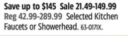 Canadian Tire PEERLESS Selected Kitchen Faucets or Showerhead offer