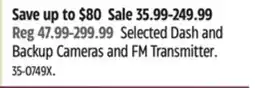 Canadian Tire Selected Dash and Backup Cameras and FM Transmitter offer