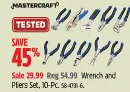 Canadian Tire Mastercraft Wrench and Pliers Set, 10-Pc offer
