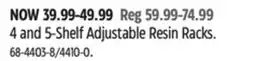 Canadian Tire Mastercraft 4 and 5-Shelf Adjustable Resin Racks offer
