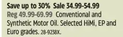 Canadian Tire Castrol Conventional and Synthetic Motor Oil offer