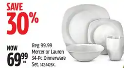 Canadian Tire Canvas Mercer or Lauren 34-Pc Dinnerware Set offer