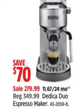 Canadian Tire De'Longhi Dedica Duo Espresso Maker offer