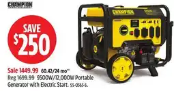 Canadian Tire Champion 9500W/12,000W Portable Generator with Electric Start offer