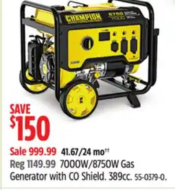 Canadian Tire Champion 7000W/8750W Gas Generator with CO Shield offer