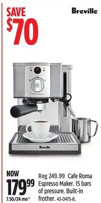 Canadian Tire Breville Cafe Roma Espresso Maker offer