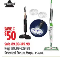Canadian Tire Bissell Selected Steam Mops offer