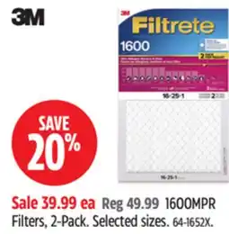 Canadian Tire 3M 1600MPR Filters offer