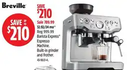 Canadian Tire Breville Barista Express Espresso Machine offer