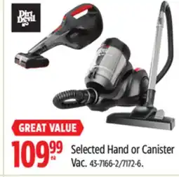 Canadian Tire Dirt Devil Selected Hand or Canister Vac offer