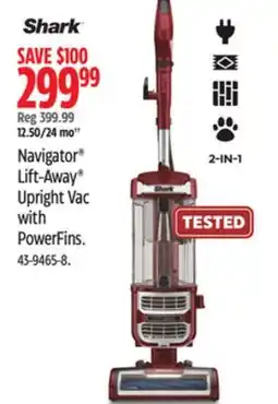 Canadian Tire Shark Navigator Lift-Away Upright Vac with PowerFins offer