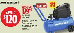 Canadian Tire Mastercraft 8-Gallon Oil-Free Compressor offer