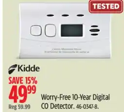 Canadian Tire Kidde Worry-Free 10-Year Digital CO Detector offer