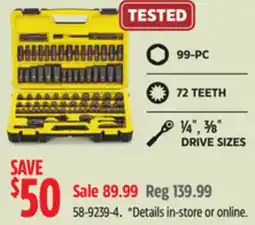 Canadian Tire Stanley Black Chrome Socket Set offer