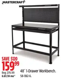 Canadian Tire Mastercraft 48˝ 1-Drawer Workbench offer