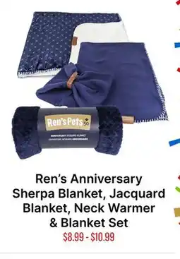 Ren’s Pets Depot Ren's Anniversary Sherpa Blanket, Jacquard Blanket, Neck Warmer & Blanket Set offer