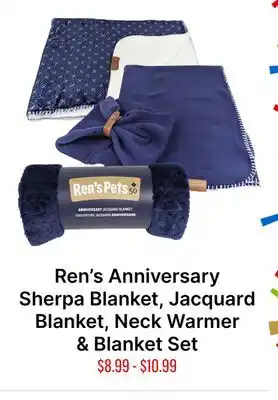 Ren’s Pets Depot Ren's Anniversary Sherpa Blanket, Jacquard Blanket, Neck Warmer & Blanket Set offer