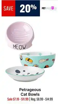 Ren’s Pets Depot Petrageous Cat Bowls offer