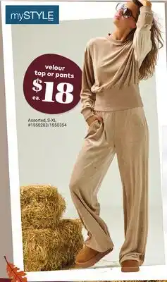 Giant Tiger velour top or pants offer