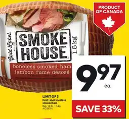 Giant Tiger Gold Label boneless smoked ham offer