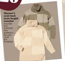 Giant Tiger Women's cowl neck tunic length sweater offer