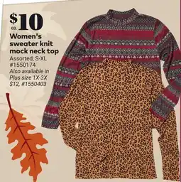 Giant Tiger Women's sweater knit mock neck top offer