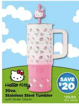 Showcase Hello Kitty 30oz. Stainless Steel Tumbler with Straw Charm offer