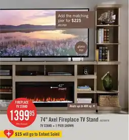 The Brick Axel 74 Modern Electric Fireplace TV Stand with Storage and Cable Management for TVs up to 85- Taupe offer