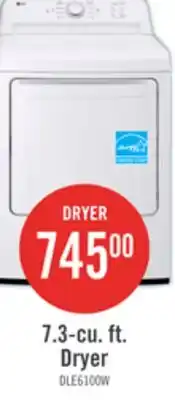The Brick LG 7.3 Cu. Ft. Electric Dryer - White - DLE6100W offer